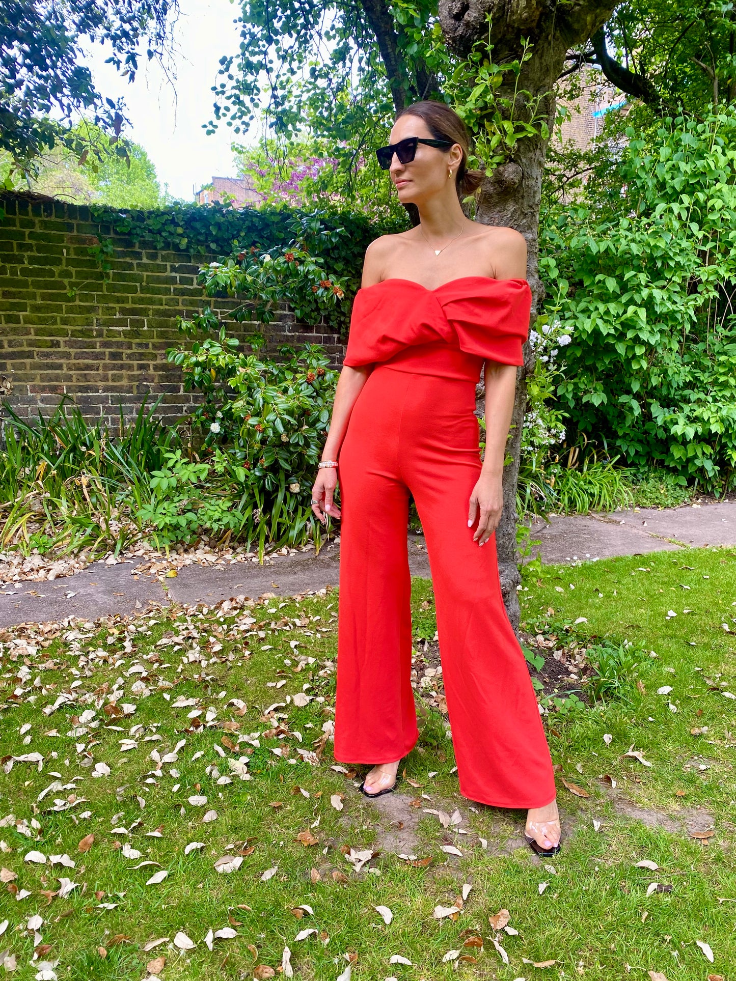 Adeline - Bardot Jumpsuit - Orange