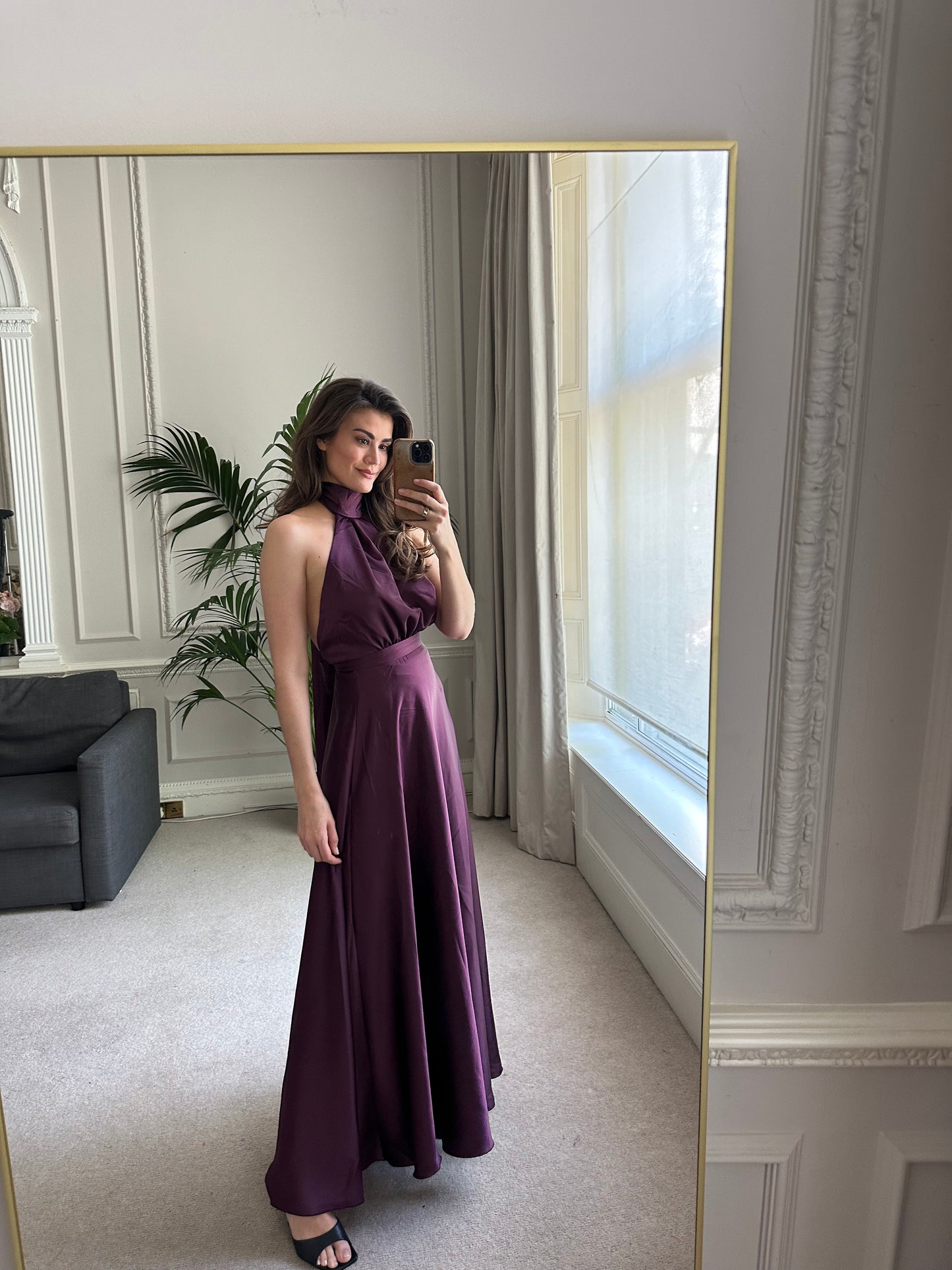 Ami - Satin halter neck gown - Deep Plum