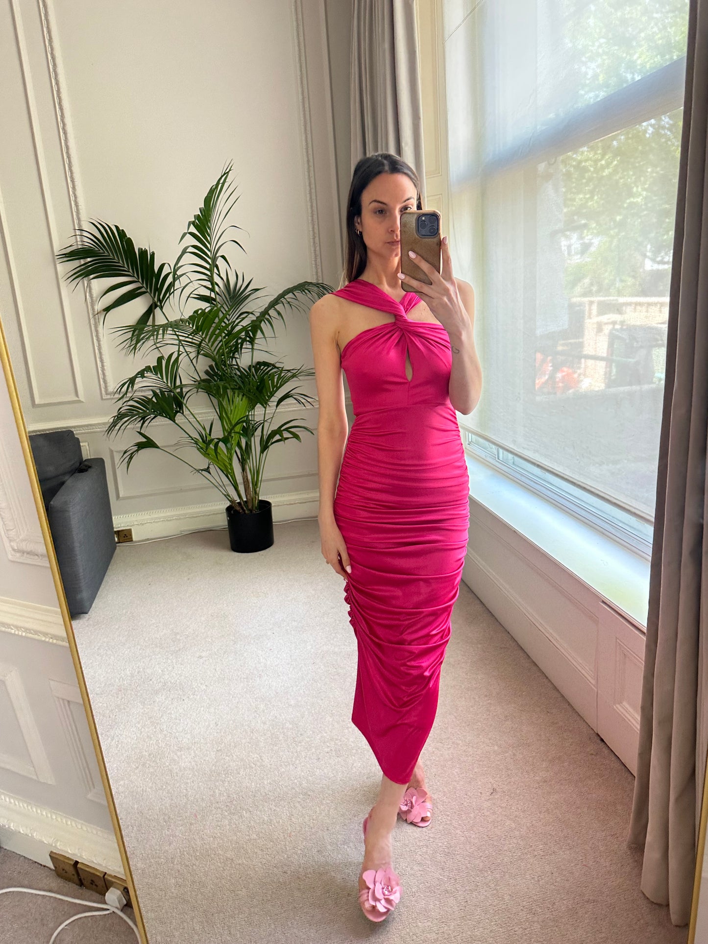 Alana -  Rushed Dress - Pink