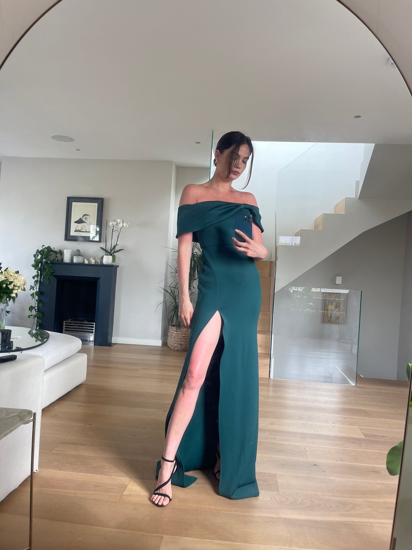 Allie - Bardot Gown - Deep Green